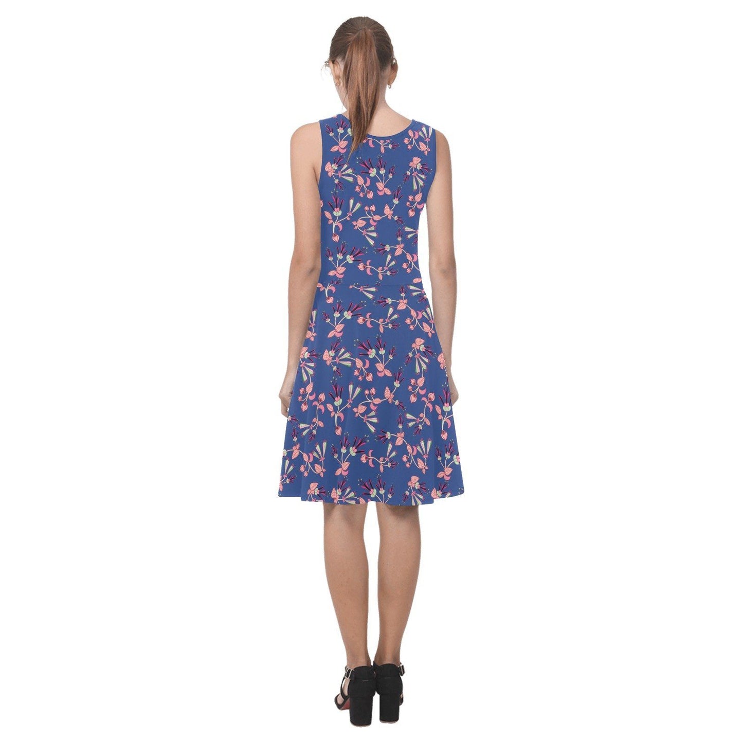 Swift Floral Peach Blue Atalanta Sundress (Model D04) Atalanta Sundress (D04) e-joyer 