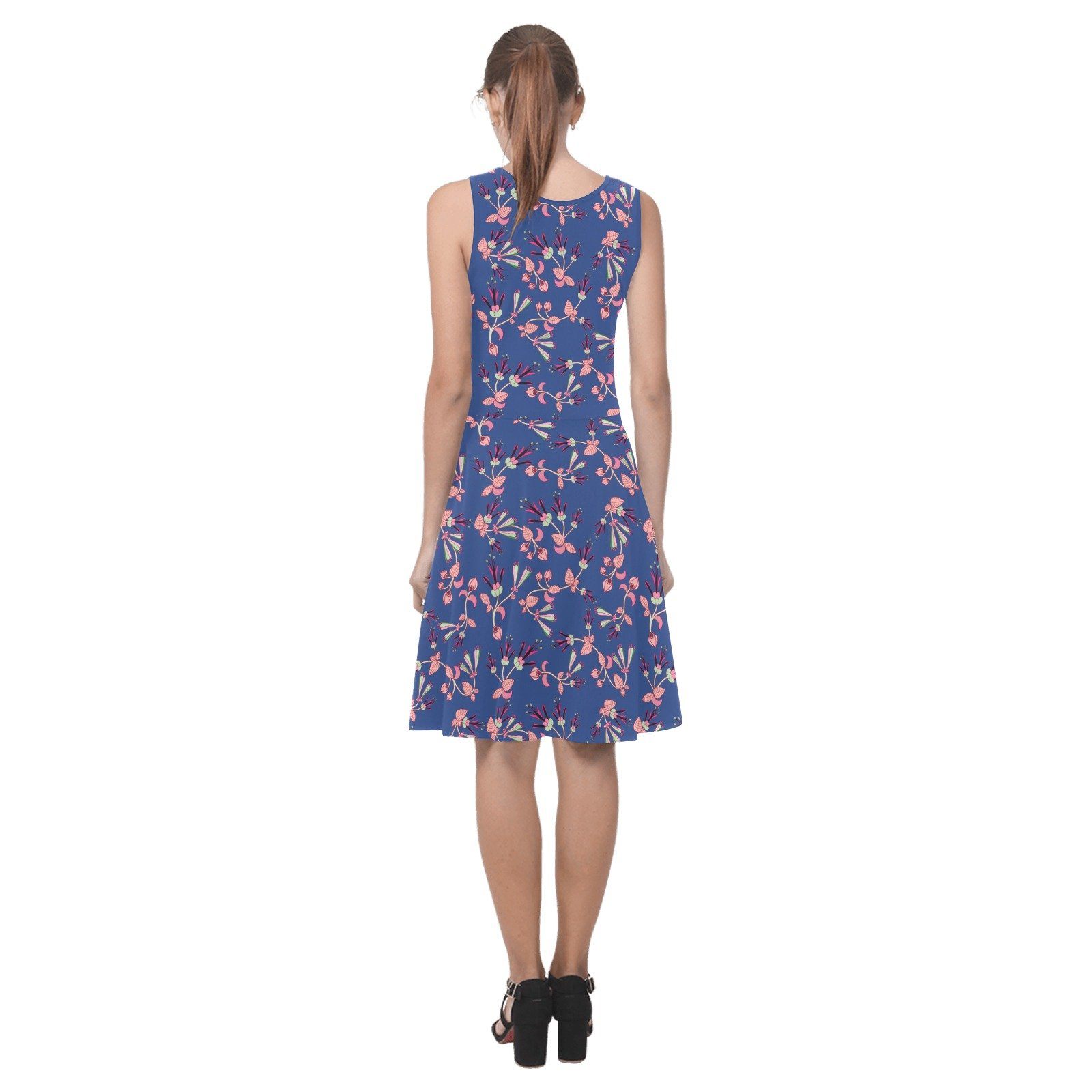 Swift Floral Peach Blue Atalanta Sundress (Model D04) Atalanta Sundress (D04) e-joyer 