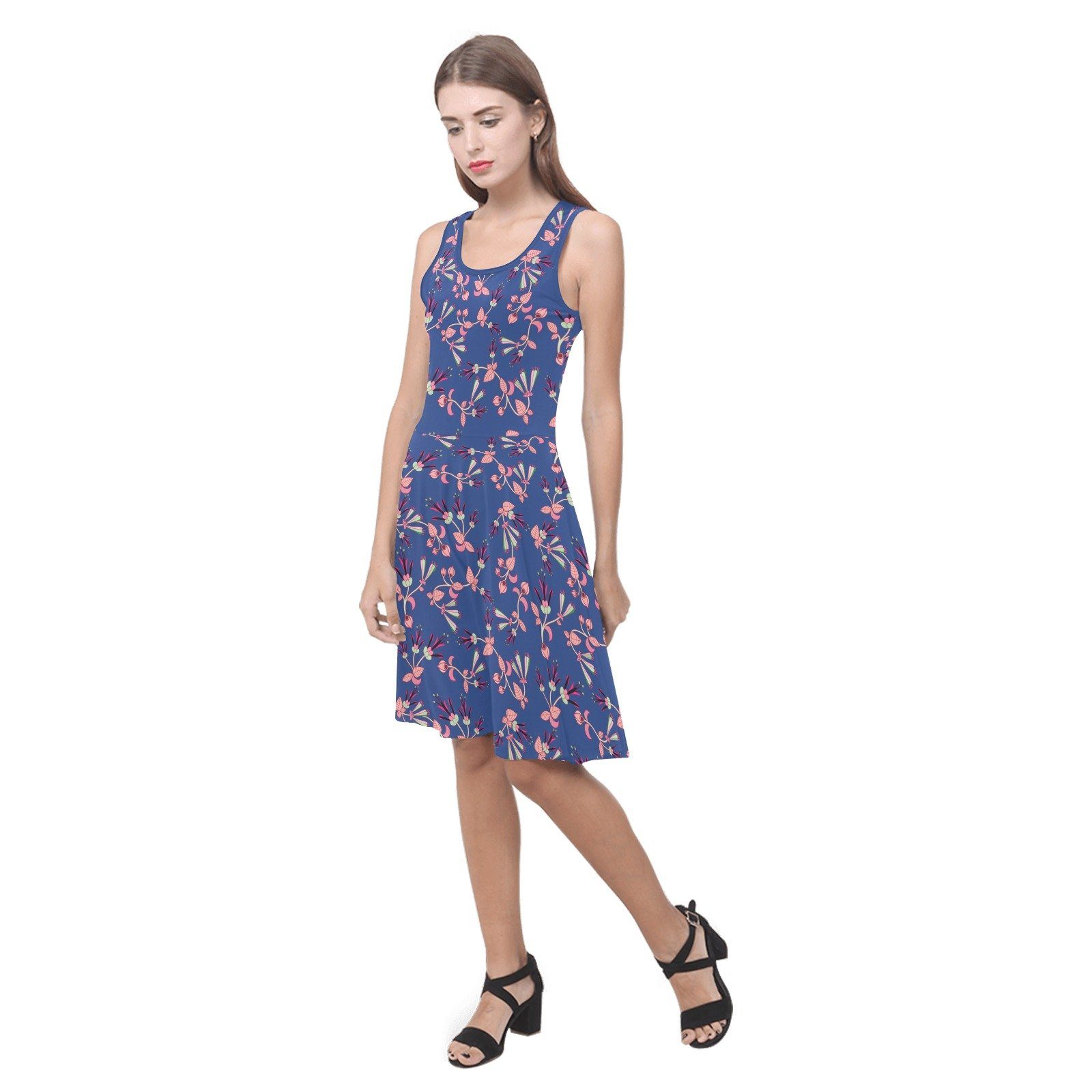 Swift Floral Peach Blue Atalanta Sundress (Model D04) Atalanta Sundress (D04) e-joyer 