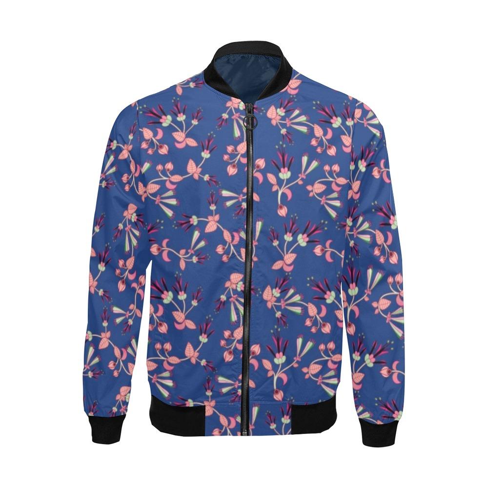 Swift Floral Peach Blue Bomber Jacket by 49 Dzine