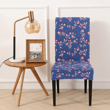 Load image into Gallery viewer, Swift Floral Peach Blue Chair Cover (Pack of 4) Chair Cover (Pack of 4) e-joyer 
