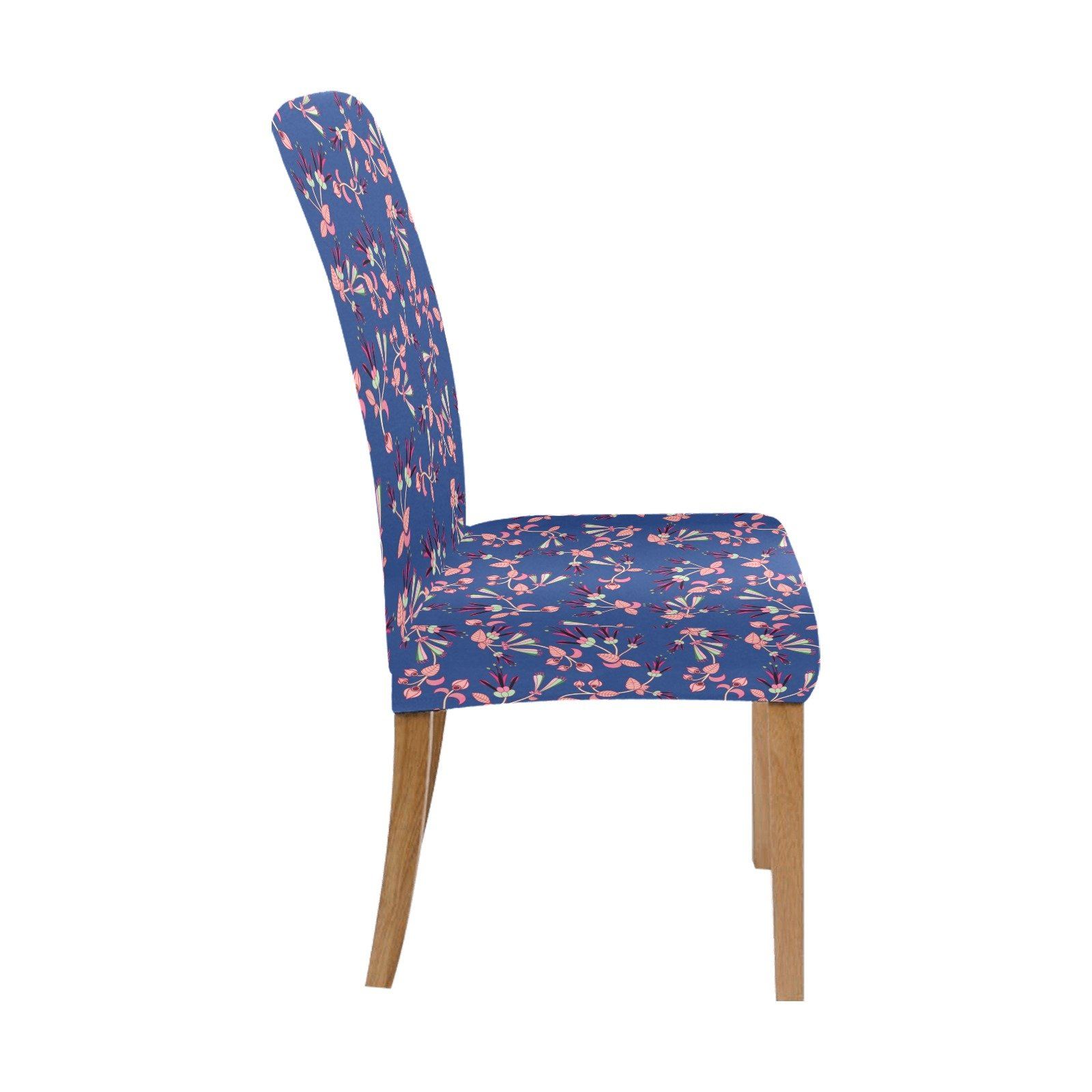 Swift Floral Peach Blue Chair Cover (Pack of 6) Chair Cover (Pack of 6) e-joyer 