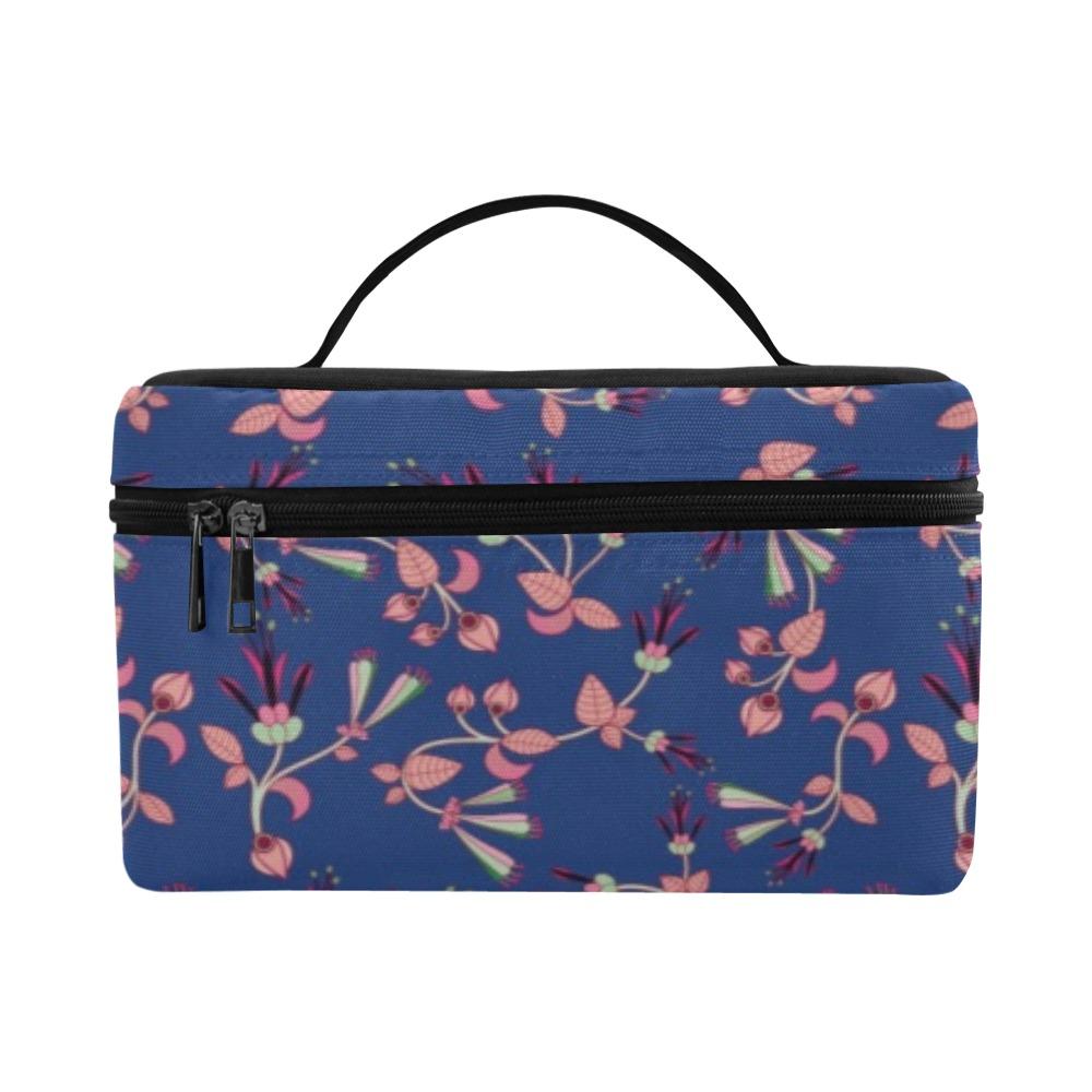 Swift Floral Peach Blue Cosmetic Bag/Large (Model 1658) bag e-joyer 