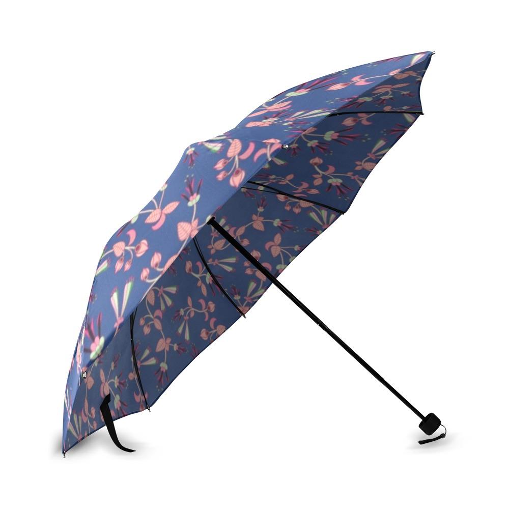 Swift Floral Peach Blue Foldable Umbrella (Model U01) Foldable Umbrella e-joyer 