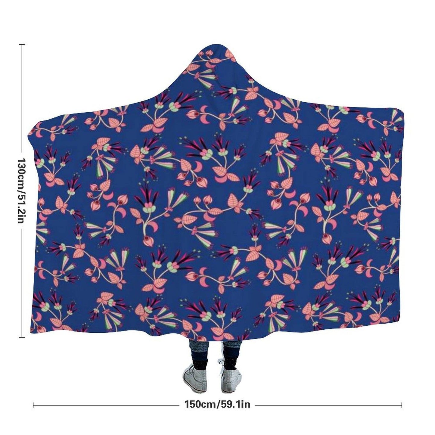 Swift Floral Peach Blue Hooded Blanket blanket 49 Dzine 