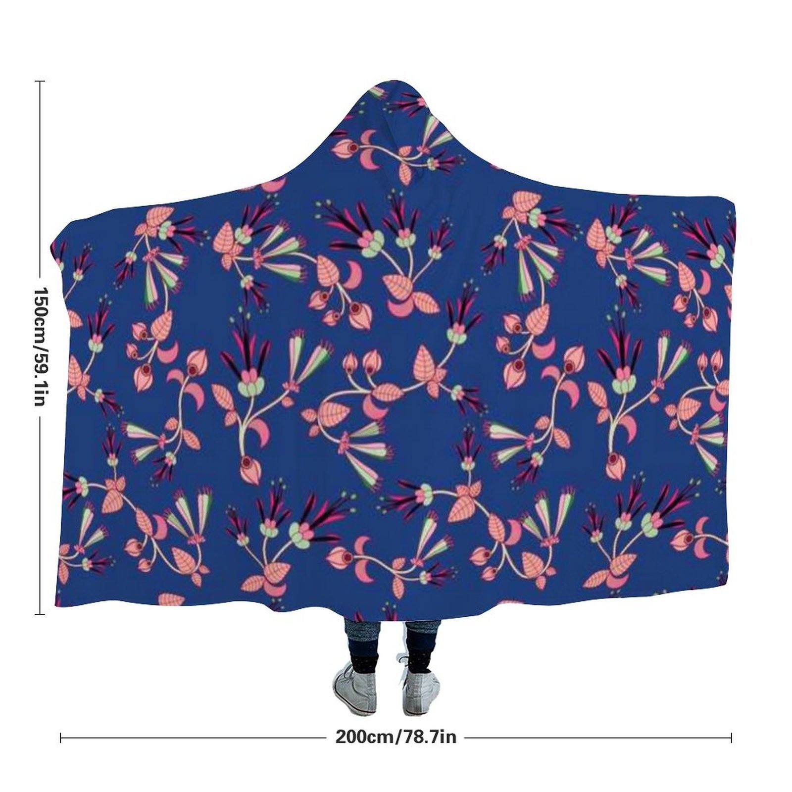 Swift Floral Peach Blue Hooded Blanket blanket 49 Dzine 