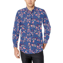 Load image into Gallery viewer, Swift Floral Peach Blue Men&#39;s All Over Print Casual Dress Shirt (Model T61) Men&#39;s Dress Shirt (T61) e-joyer 
