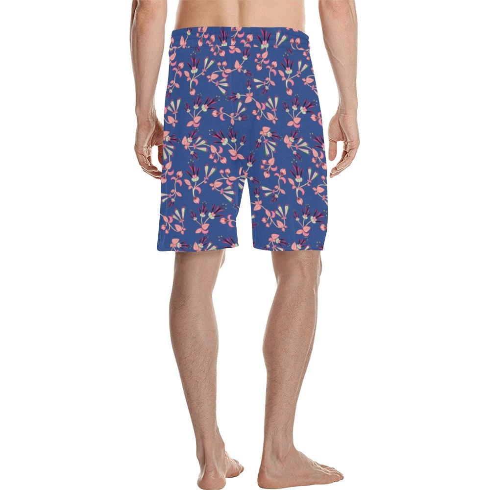 Swift Floral Peach Blue Men's All Over Print Casual Shorts (Model L23) Men's Casual Shorts (L23) e-joyer 