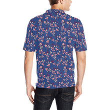 Load image into Gallery viewer, Swift Floral Peach Blue Men&#39;s All Over Print Polo Shirt (Model T55) Men&#39;s Polo Shirt (Model T55) e-joyer 
