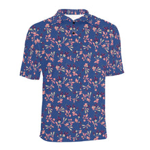 Load image into Gallery viewer, Swift Floral Peach Blue Men&#39;s All Over Print Polo Shirt (Model T55) Men&#39;s Polo Shirt (Model T55) e-joyer 
