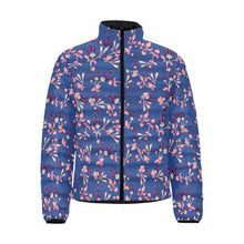 Load image into Gallery viewer, Swift Floral Peach Blue Men&#39;s Stand Collar Padded Jacket (Model H41) Men&#39;s Stand Collar Padded Jacket (H41) e-joyer 
