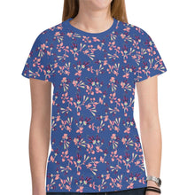 Load image into Gallery viewer, Swift Floral Peach Blue New All Over Print T-shirt for Women (Model T45) tshirt e-joyer 
