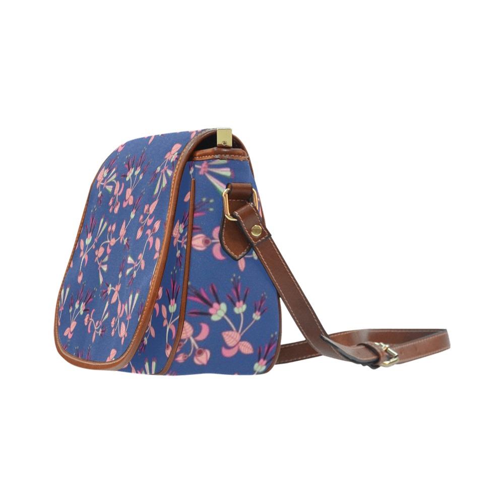 Swift Floral Peach Blue Saddle Bag/Large (Model 1649) Saddle Bag/Large e-joyer 