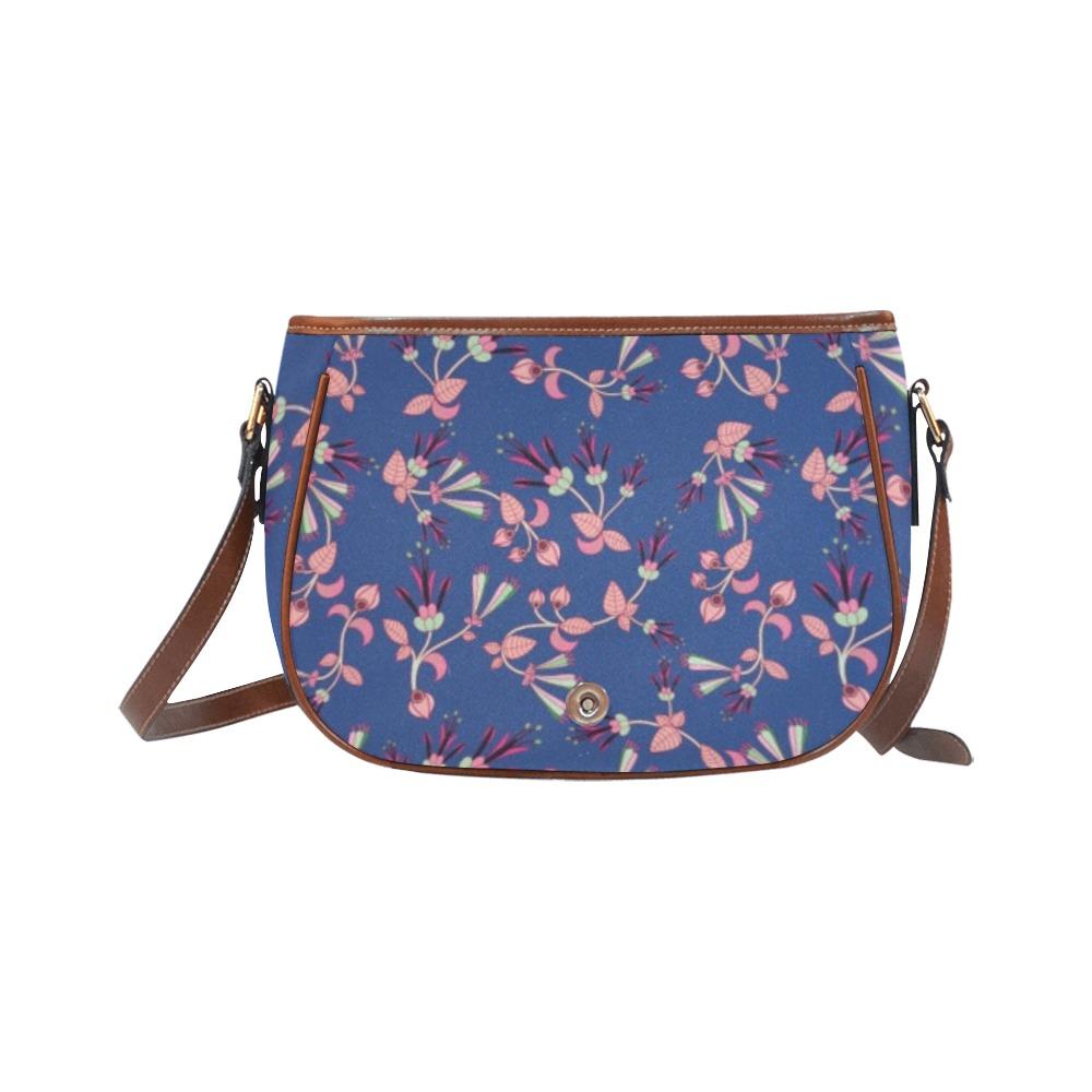 Swift Floral Peach Blue Saddle Bag/Large (Model 1649) Saddle Bag/Large e-joyer 