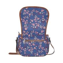 Load image into Gallery viewer, Swift Floral Peach Blue Saddle Bag/Large (Model 1649) Saddle Bag/Large e-joyer 
