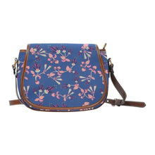 Load image into Gallery viewer, Swift Floral Peach Blue Saddle Bag/Large (Model 1649) Saddle Bag/Large e-joyer 
