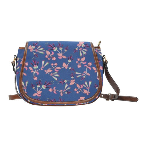 Swift Floral Peach Blue Saddle Bag/Large (Model 1649) Saddle Bag/Large e-joyer 