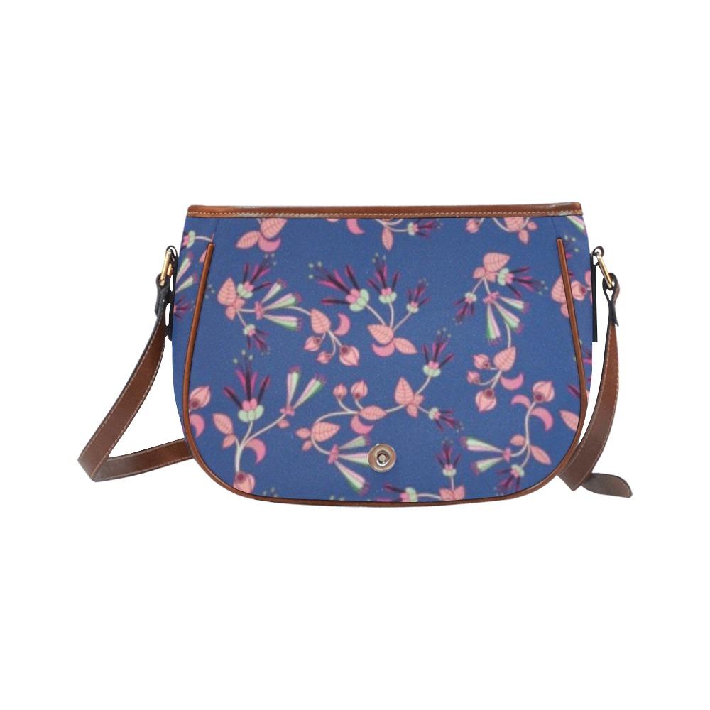 Swift Floral Peach Blue Saddle Bag/Small (Model 1649) Full Customization Saddle Bag/Small (Full Customization) e-joyer 