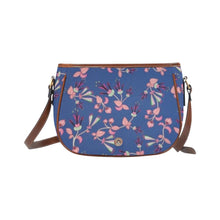 Load image into Gallery viewer, Swift Floral Peach Blue Saddle Bag/Small (Model 1649) Full Customization Saddle Bag/Small (Full Customization) e-joyer 
