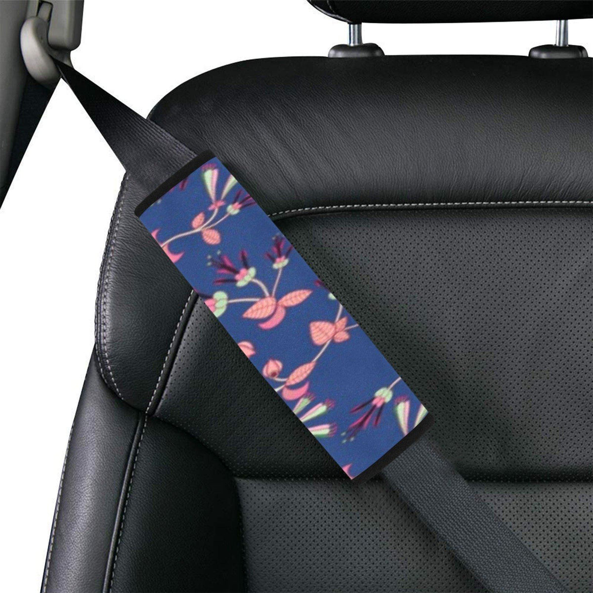 Swift Floral Peach Blue Seat Belt Cover by 49 Dzine