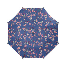 Load image into Gallery viewer, Swift Floral Peach Blue Semi-Automatic Foldable Umbrella (Model U05) Semi-Automatic Foldable Umbrella e-joyer 
