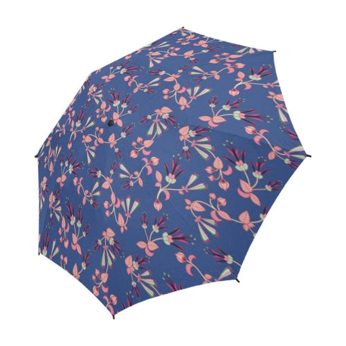 Swift Floral Peach Blue Semi-Automatic Foldable Umbrella (Model U05) Semi-Automatic Foldable Umbrella e-joyer 