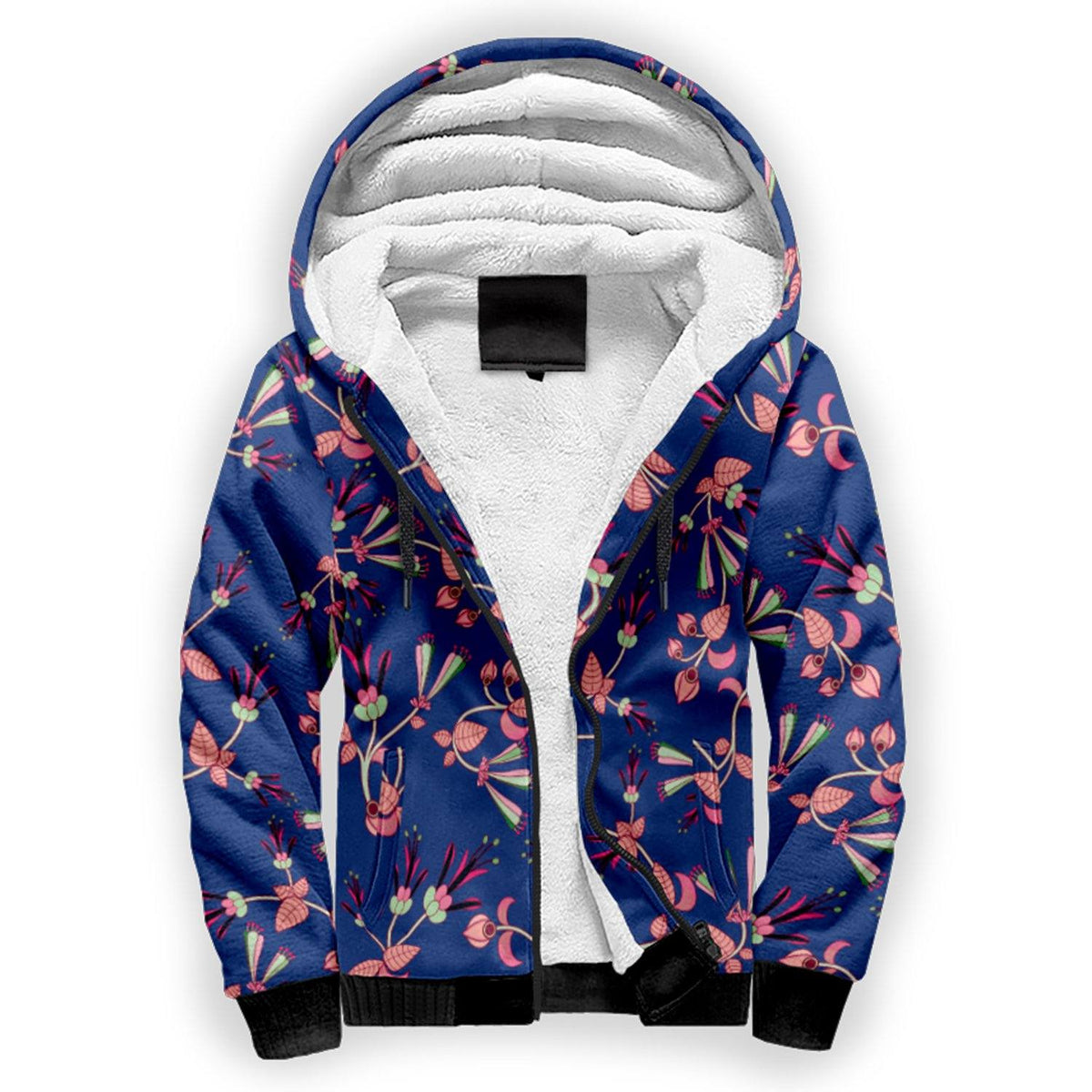 Swift Floral Peach Blue Sherpa Hoodie by 49 Dzine