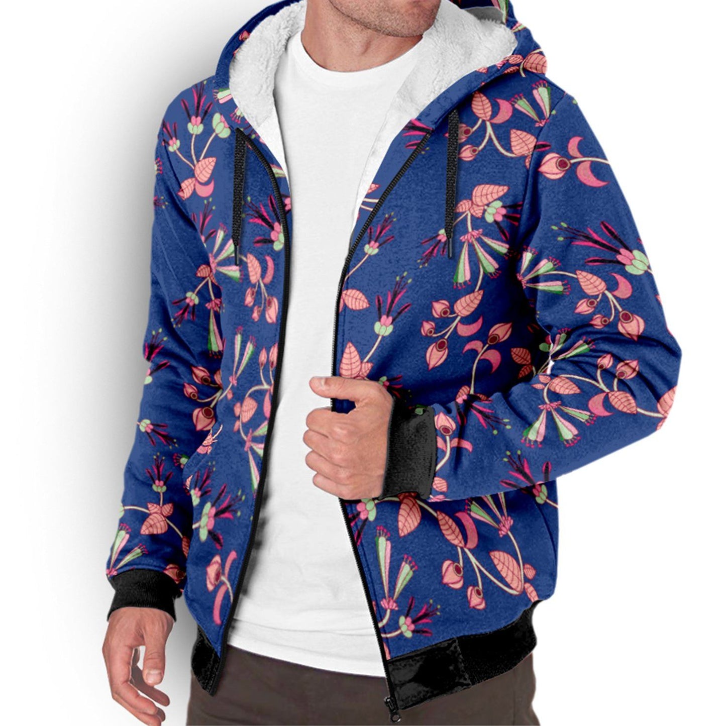 Swift Floral Peach Blue Sherpa Hoodie hoodie Herman 