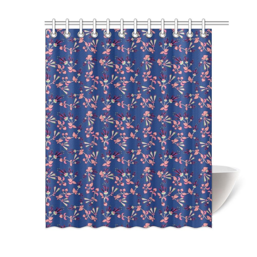 Swift Floral Peach Blue Shower Curtain 60"x72" Shower Curtain 60"x72" e-joyer 