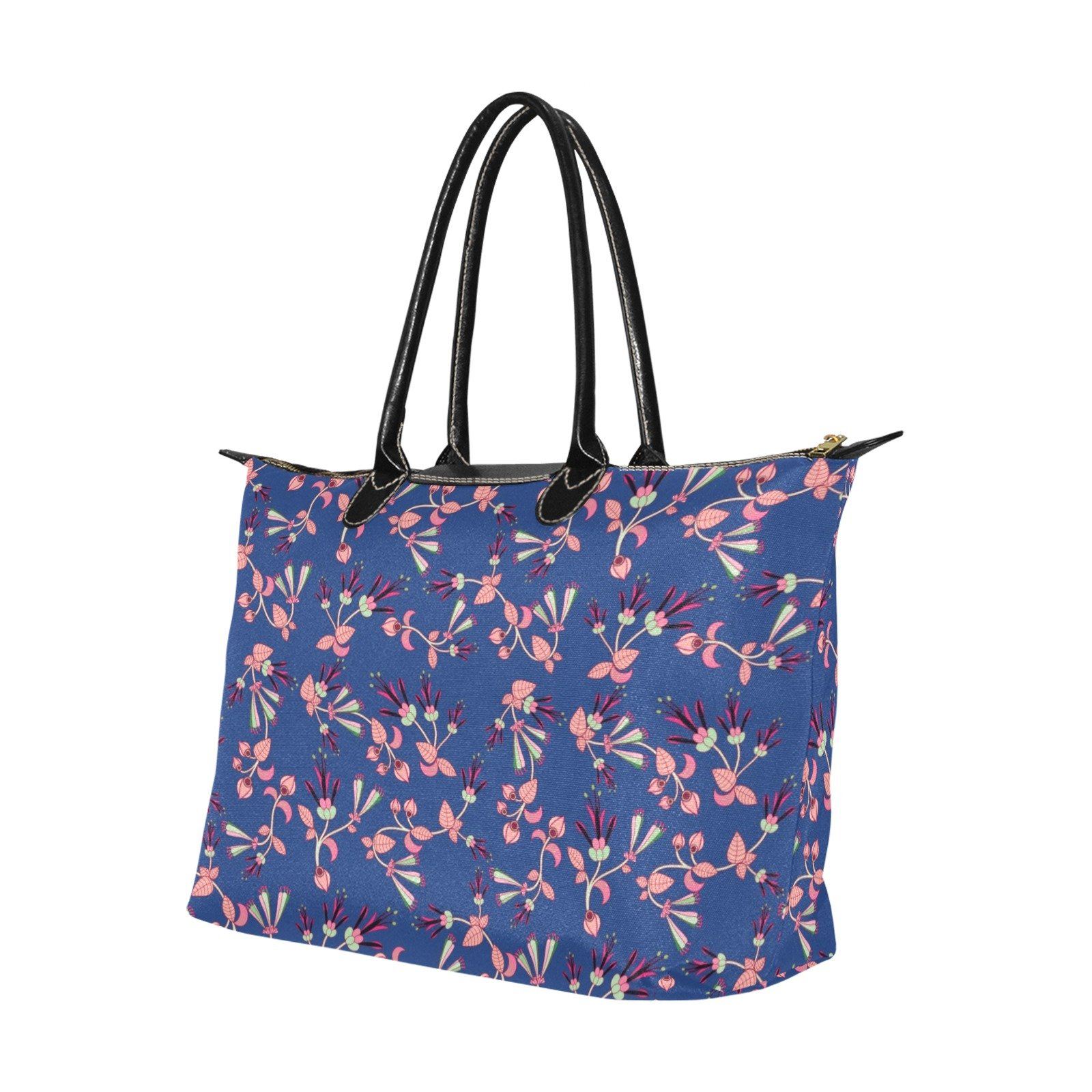 Swift Floral Peach Blue Single-Shoulder Lady Handbag (Model 1714) bag e-joyer 