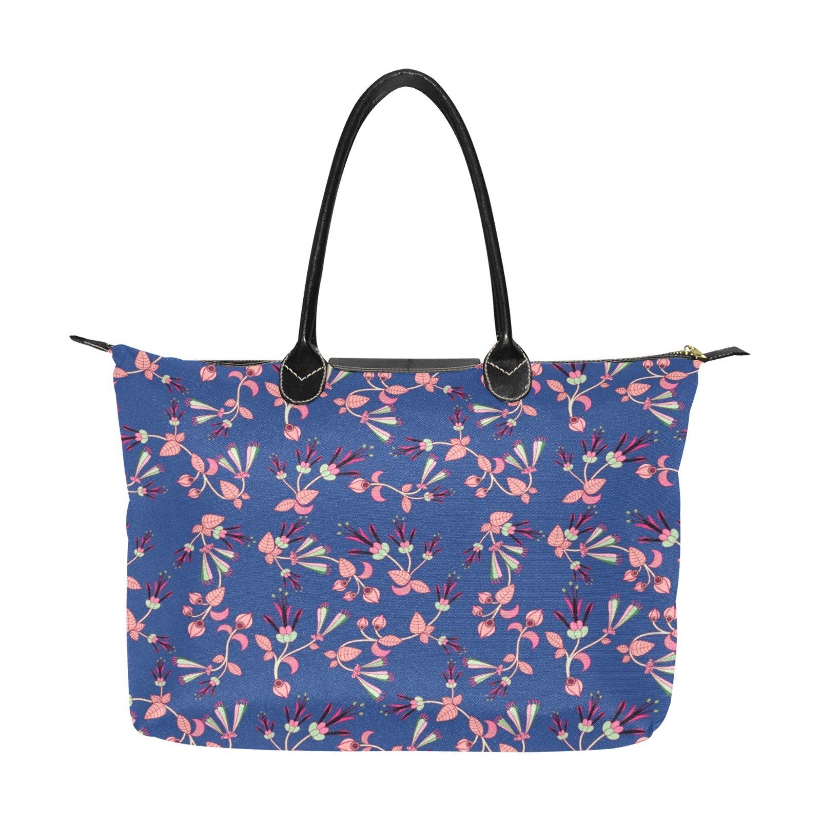 Swift Floral Peach Blue Single-Shoulder Lady Handbag (Model 1714) bag e-joyer 