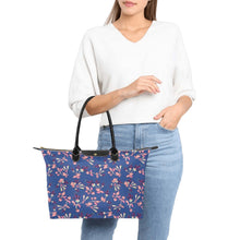 Load image into Gallery viewer, Swift Floral Peach Blue Single-Shoulder Lady Handbag (Model 1714) bag e-joyer 
