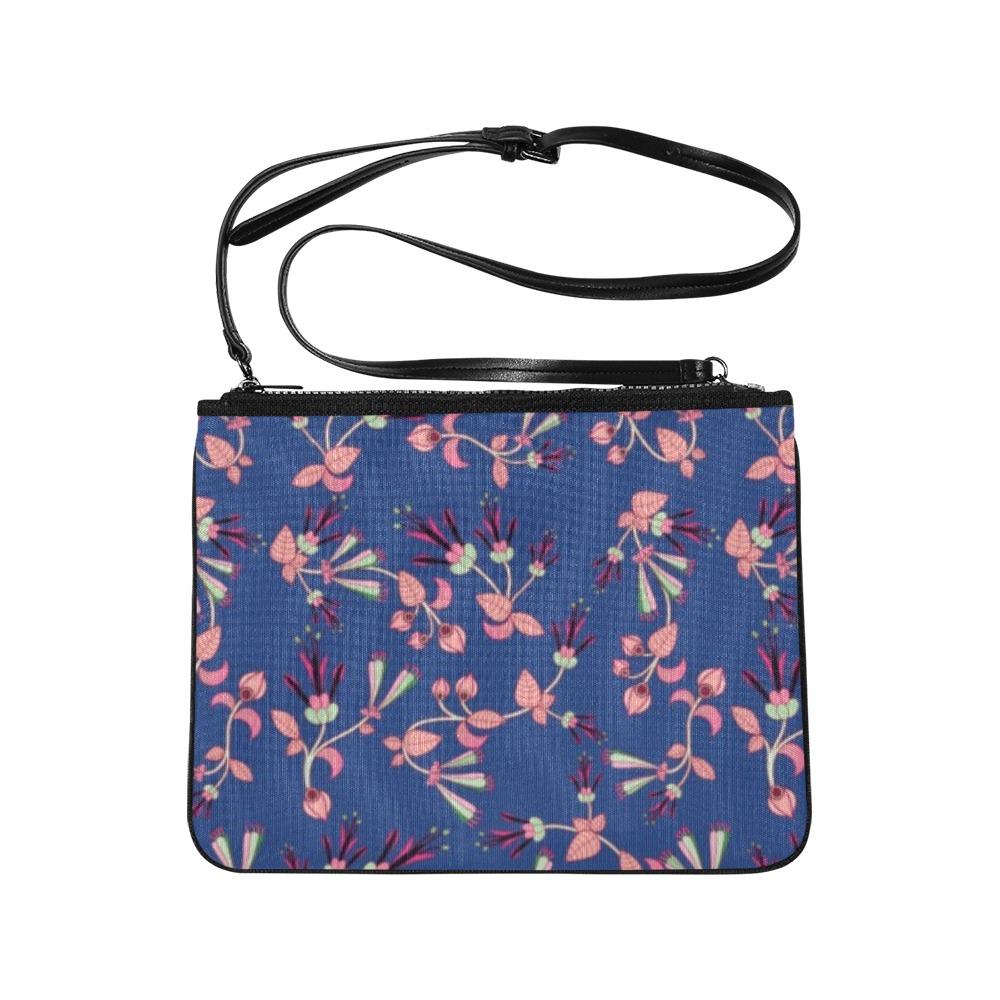 Swift Floral Peach Blue Slim Clutch Bag (Model 1668) Slim Clutch Bags (1668) e-joyer 