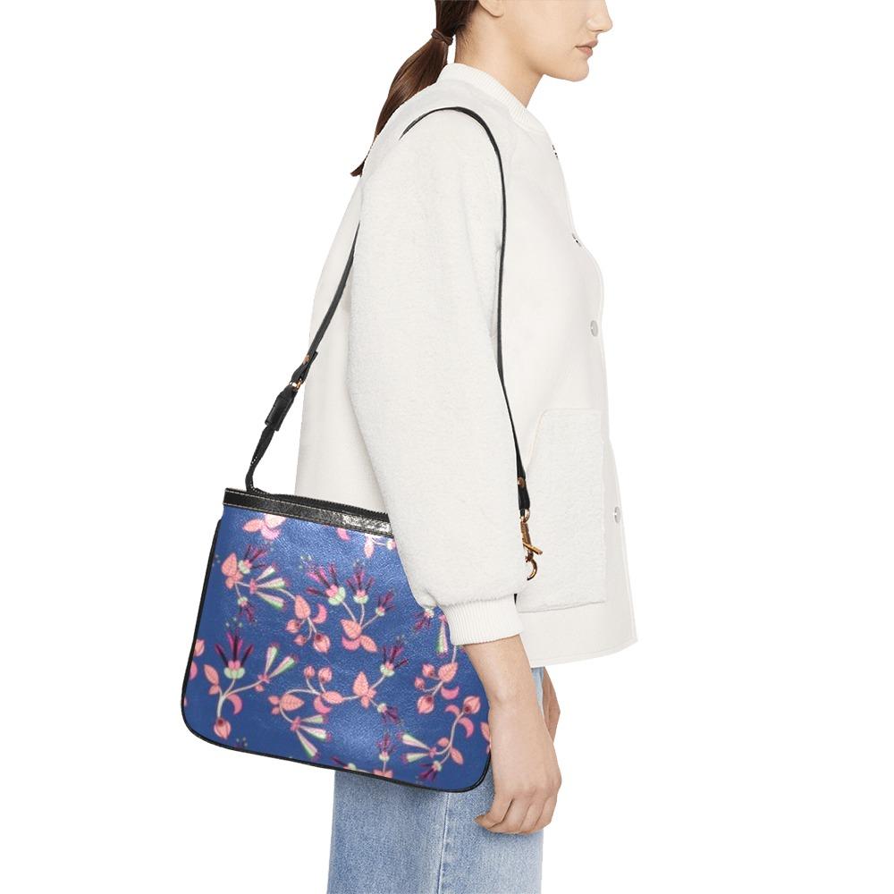 Swift Floral Peach Blue Small Shoulder Bag (Model 1710) Small Shoulder Bag (1710) e-joyer 