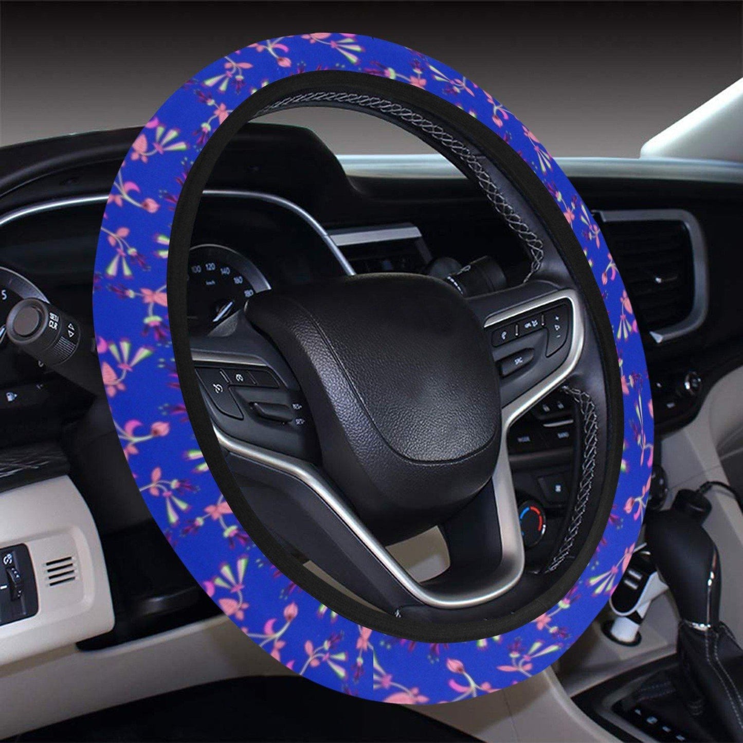 Swift Floral Peach Blue Steering Wheel Cover with Elastic Edge Steering Wheel Cover with Elastic Edge e-joyer 