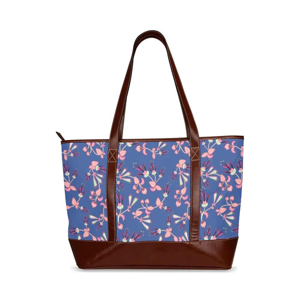 Swift Floral Peach Blue Tote Handbag (Model 1642) Tote Handbags (1642) e-joyer 