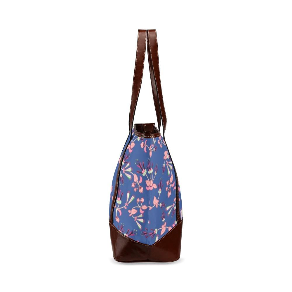 Swift Floral Peach Blue Tote Handbag (Model 1642) Tote Handbags (1642) e-joyer 