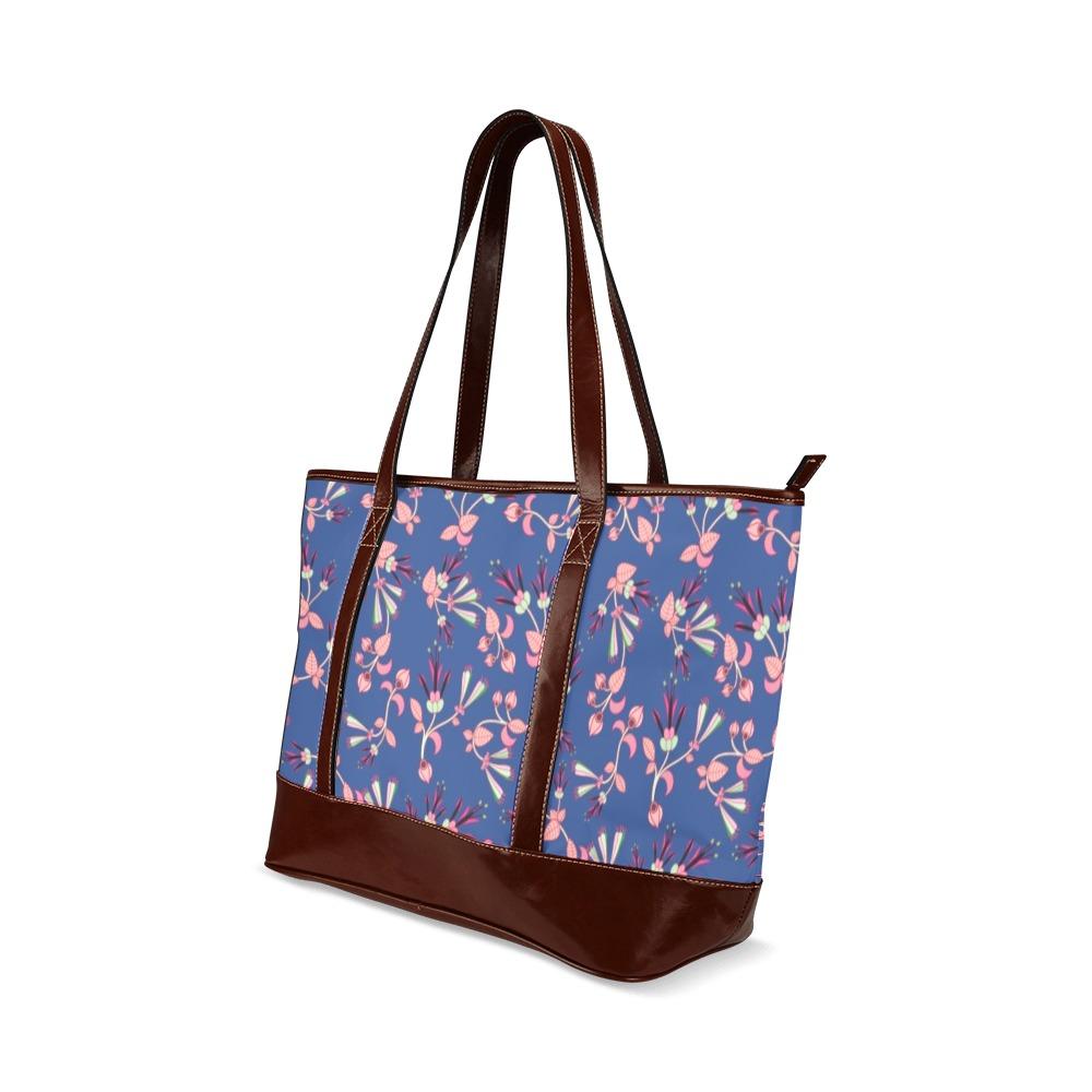 Swift Floral Peach Blue Tote Handbag (Model 1642) Tote Handbags (1642) e-joyer 