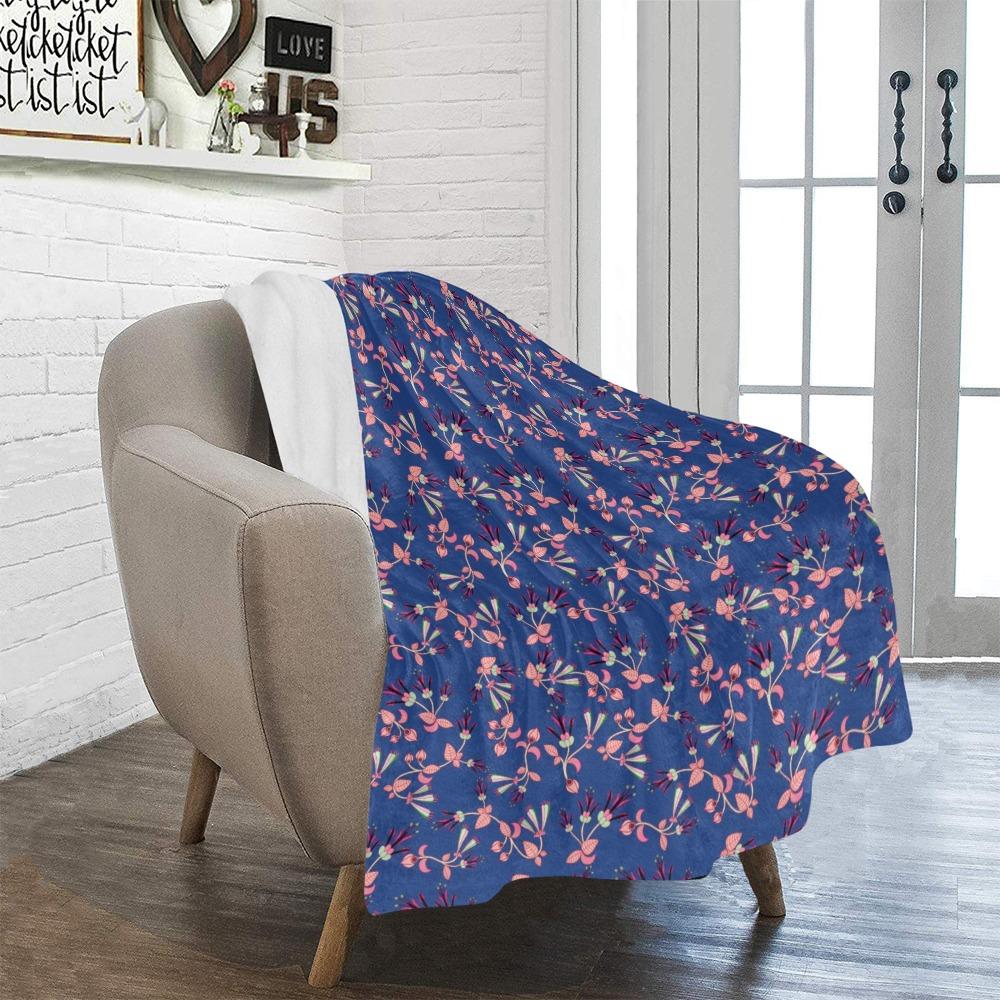 Swift Floral Peach Blue Ultra-Soft Micro Fleece Blanket 40"x50" Ultra-Soft Blanket 40''x50'' e-joyer 