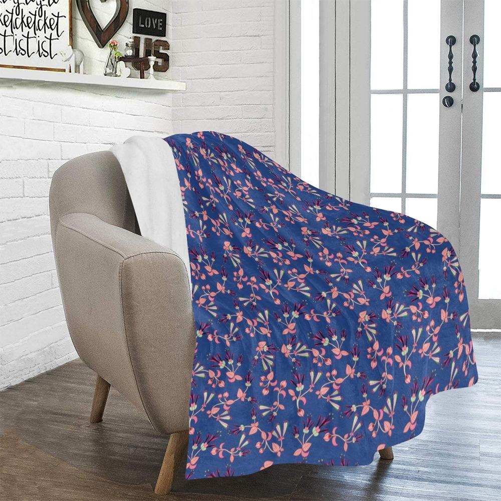 Swift Floral Peach Blue Ultra-Soft Micro Fleece Blanket 50"x60" Ultra-Soft Blanket 50''x60'' e-joyer 