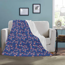 Load image into Gallery viewer, Swift Floral Peach Blue Ultra-Soft Micro Fleece Blanket 50&quot;x60&quot; Ultra-Soft Blanket 50&#39;&#39;x60&#39;&#39; e-joyer 
