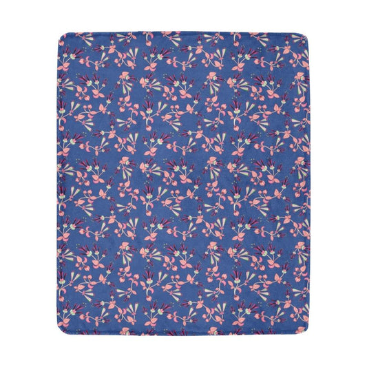 Swift Floral Peach Blue Ultra-Soft Micro Fleece Blanket 50"x60" Ultra-Soft Blanket 50''x60'' e-joyer 