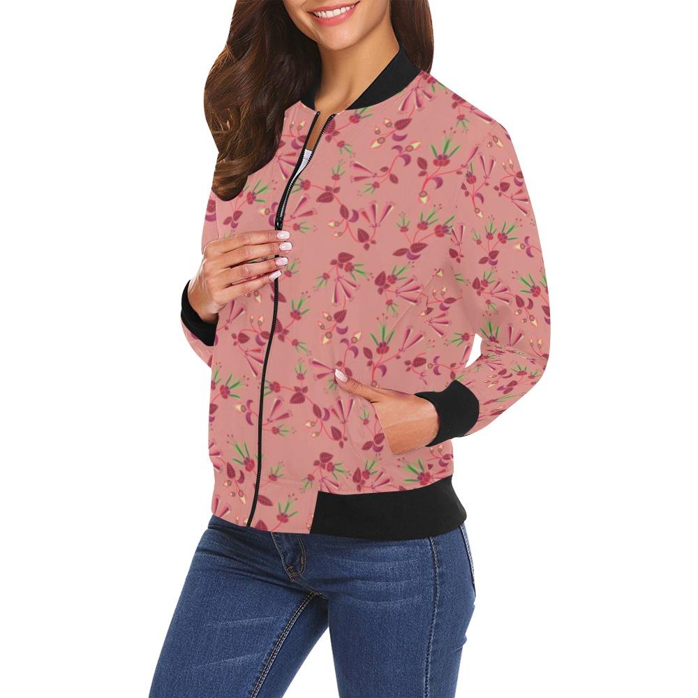 Swift Floral Peach Rouge Remix All Over Print Bomber Jacket for Women (Model H19) Jacket e-joyer 