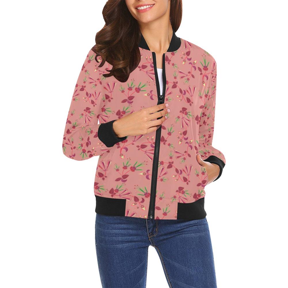 Swift Floral Peach Rouge Remix All Over Print Bomber Jacket for Women (Model H19) Jacket e-joyer 