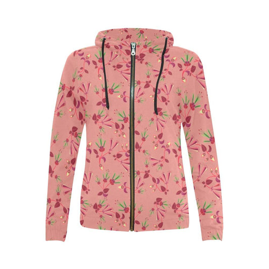 Swift Floral Peach Rouge Remix All Over Print Full Zip Hoodie for Women (Model H14) All Over Print Full Zip Hoodie for Women (H14) e-joyer 