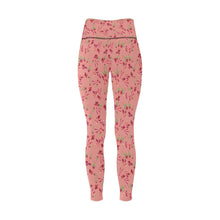 Load image into Gallery viewer, Swift Floral Peach Rouge Remix All Over Print High-Waisted Leggings (Model L36) High-Waisted Leggings (L36) e-joyer 

