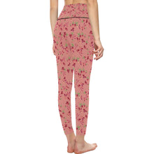Load image into Gallery viewer, Swift Floral Peach Rouge Remix All Over Print High-Waisted Leggings (Model L36) High-Waisted Leggings (L36) e-joyer 
