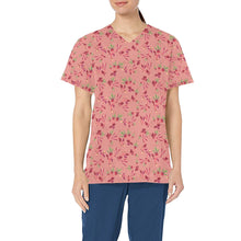 Load image into Gallery viewer, Swift Floral Peach Rouge Remix All Over Print Scrub Top Scrub Top e-joyer 
