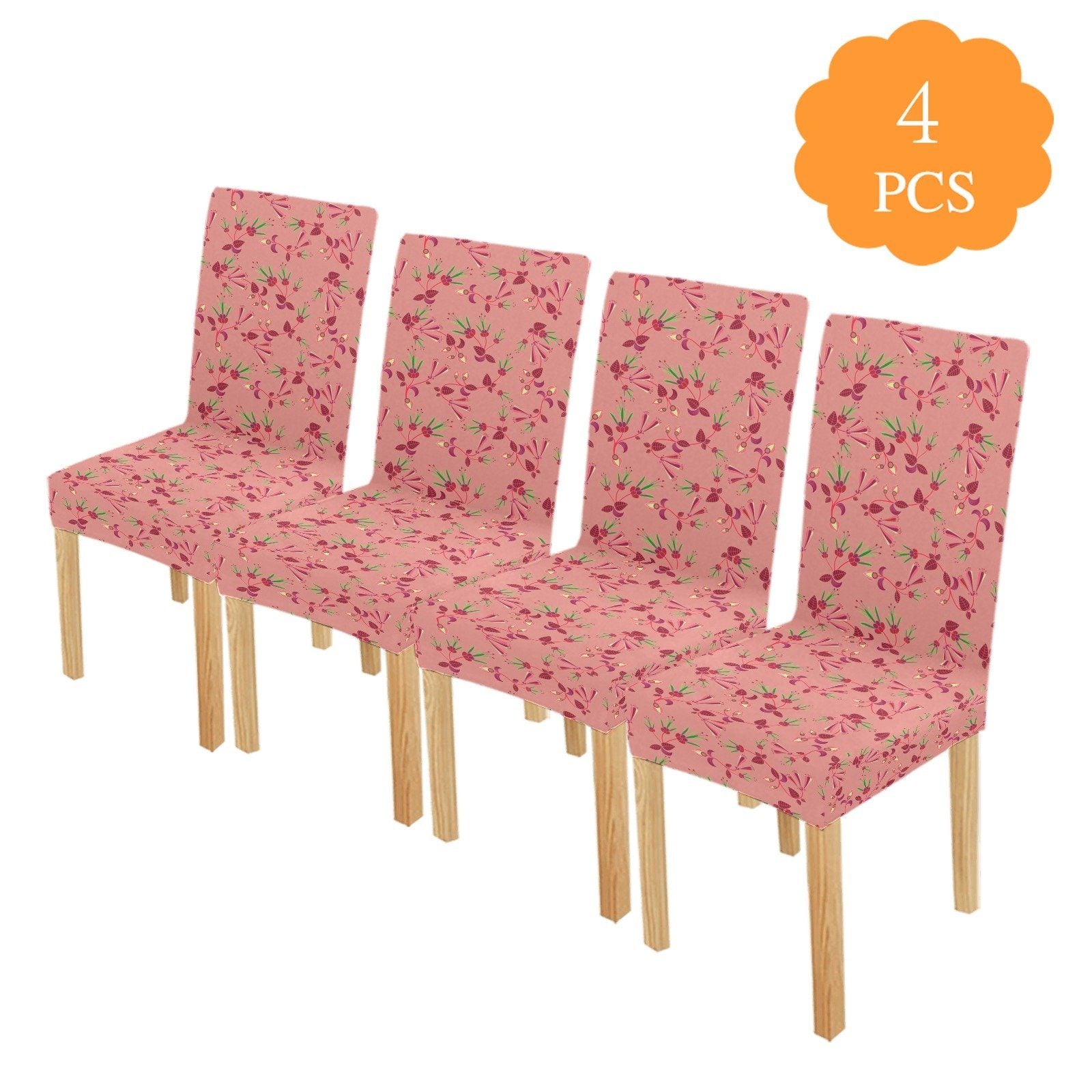 Swift Floral Peach Rouge Remix Chair Cover (Pack of 4) Chair Cover (Pack of 4) e-joyer 