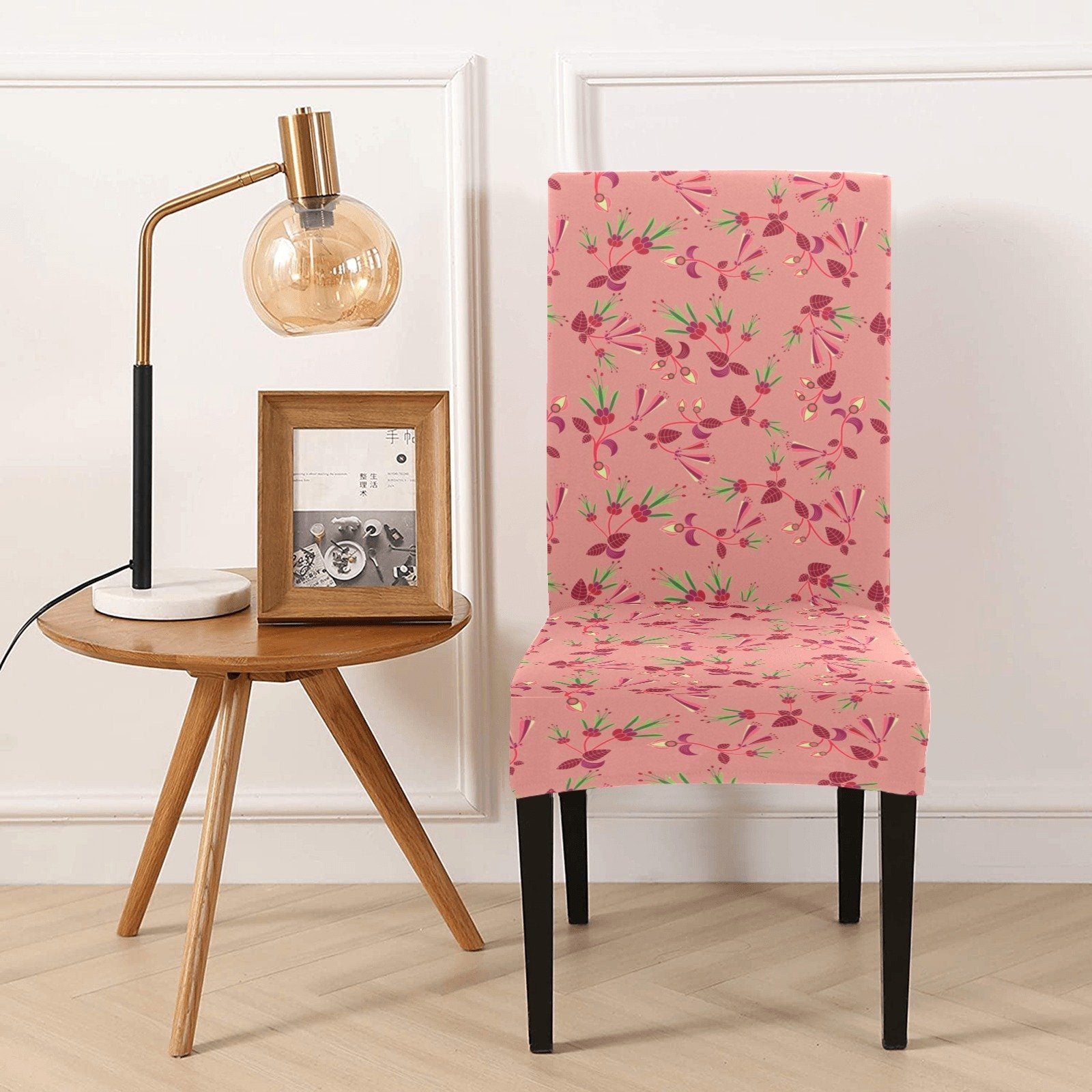 Swift Floral Peach Rouge Remix Chair Cover (Pack of 4) Chair Cover (Pack of 4) e-joyer 